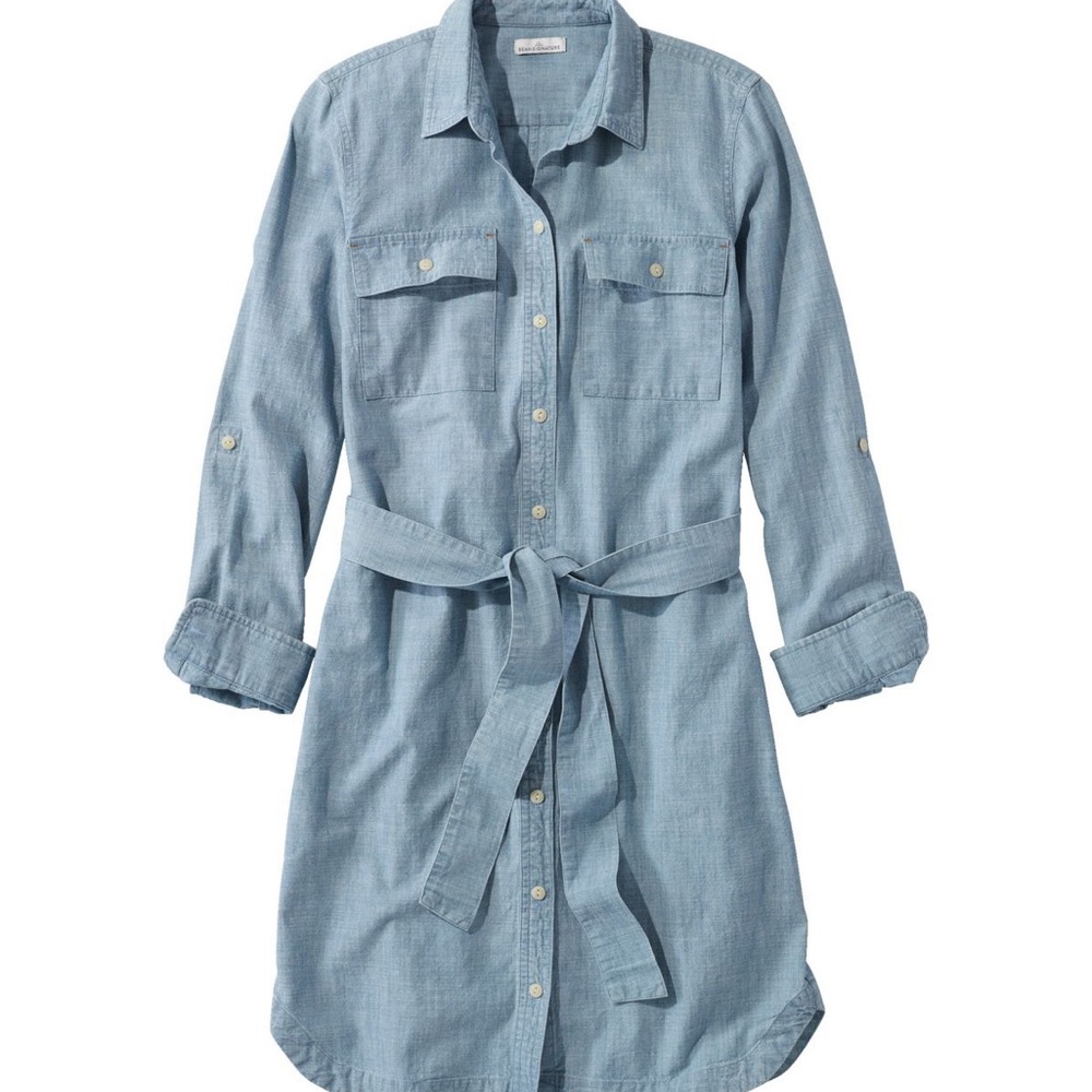 LL Bean Signature Front Button Dress Chambray size large